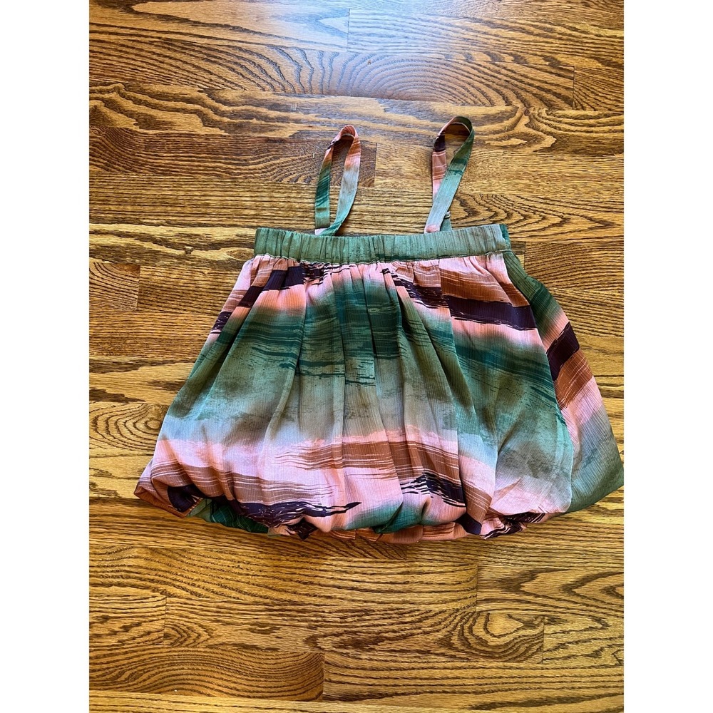 Takkunda X The Drop Green Pink Abstract Stripe Bubble Hem Cropped Cami Sz. Small
